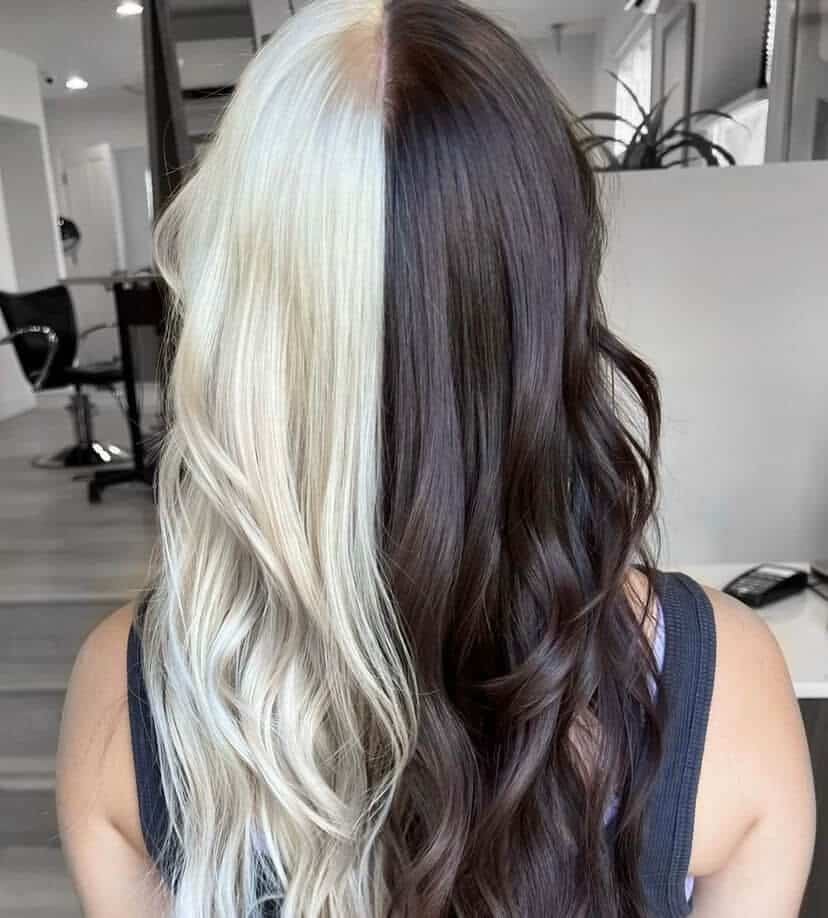 white highlights on black hair